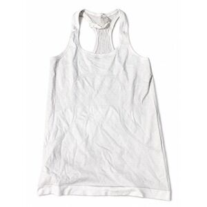 Lululemon Womens Size 8 White Gray Racerback Athletic Workout Tank Top